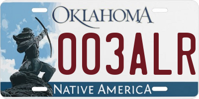 OK license plate 003ALR