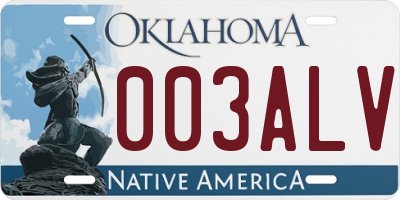 OK license plate 003ALV