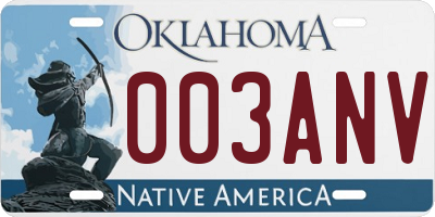 OK license plate 003ANV