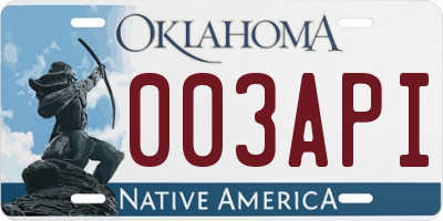 OK license plate 003API