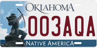 OK license plate 003AQA