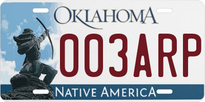 OK license plate 003ARP