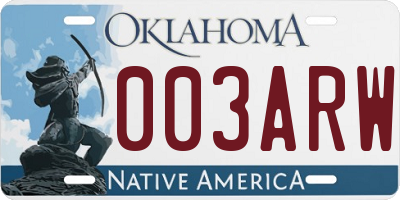 OK license plate 003ARW