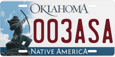 OK license plate 003ASA
