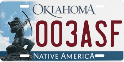OK license plate 003ASF