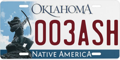 OK license plate 003ASH