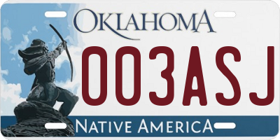 OK license plate 003ASJ