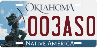OK license plate 003ASO