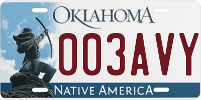 OK license plate 003AVY