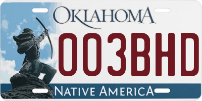 OK license plate 003BHD