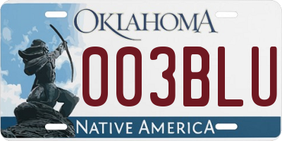 OK license plate 003BLU