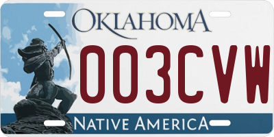 OK license plate 003CVW