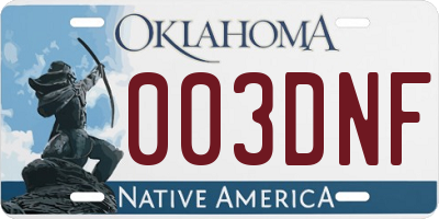 OK license plate 003DNF