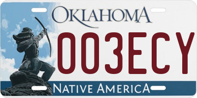 OK license plate 003ECY