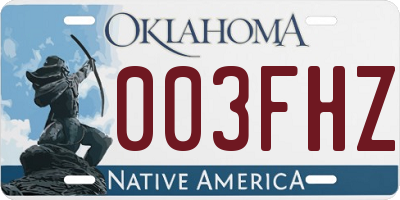 OK license plate 003FHZ