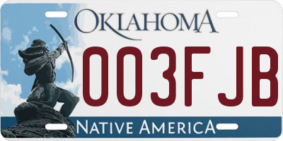 OK license plate 003FJB