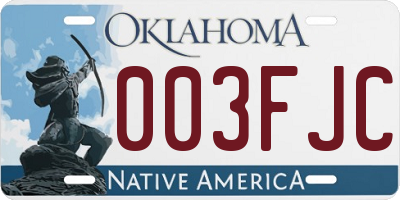 OK license plate 003FJC