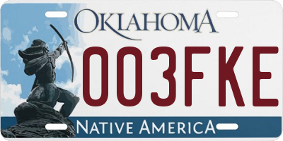 OK license plate 003FKE