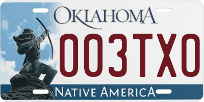 OK license plate 003TXO