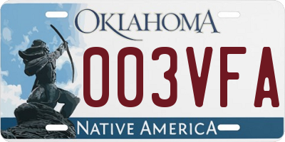 OK license plate 003VFA