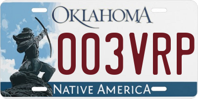 OK license plate 003VRP