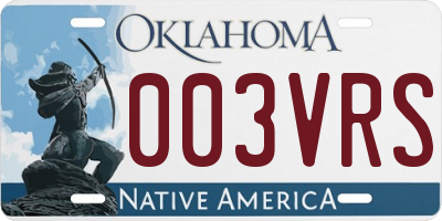 OK license plate 003VRS