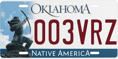 OK license plate 003VRZ