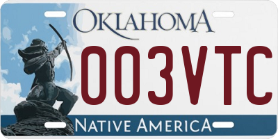OK license plate 003VTC