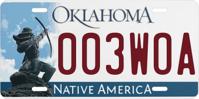 OK license plate 003WOA