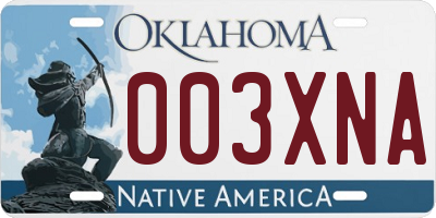 OK license plate 003XNA