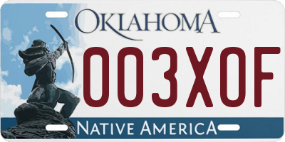 OK license plate 003XOF