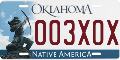 OK license plate 003XOX