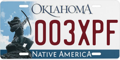 OK license plate 003XPF