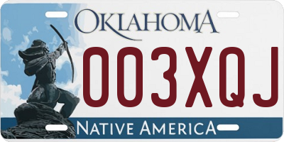 OK license plate 003XQJ