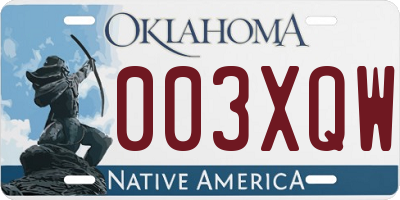 OK license plate 003XQW