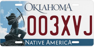 OK license plate 003XVJ