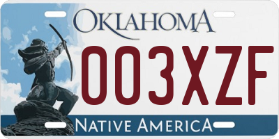 OK license plate 003XZF