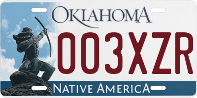 OK license plate 003XZR