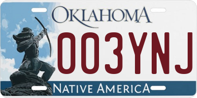 OK license plate 003YNJ