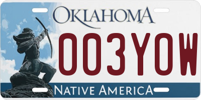 OK license plate 003YOW