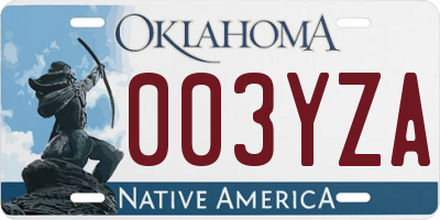 OK license plate 003YZA