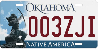 OK license plate 003ZJI