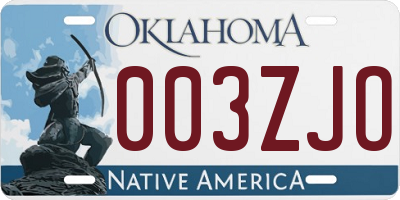 OK license plate 003ZJO