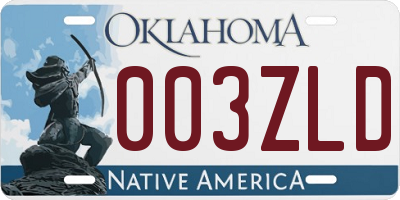 OK license plate 003ZLD
