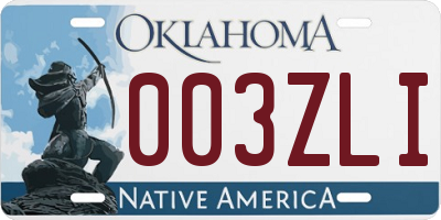 OK license plate 003ZLI
