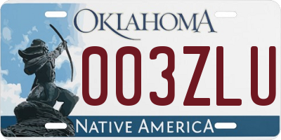 OK license plate 003ZLU