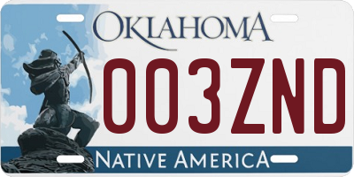 OK license plate 003ZND