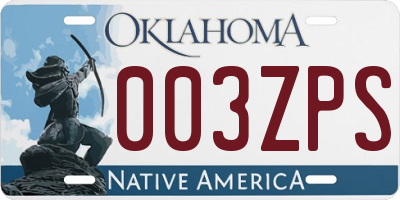 OK license plate 003ZPS