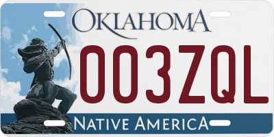 OK license plate 003ZQL