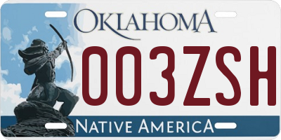 OK license plate 003ZSH